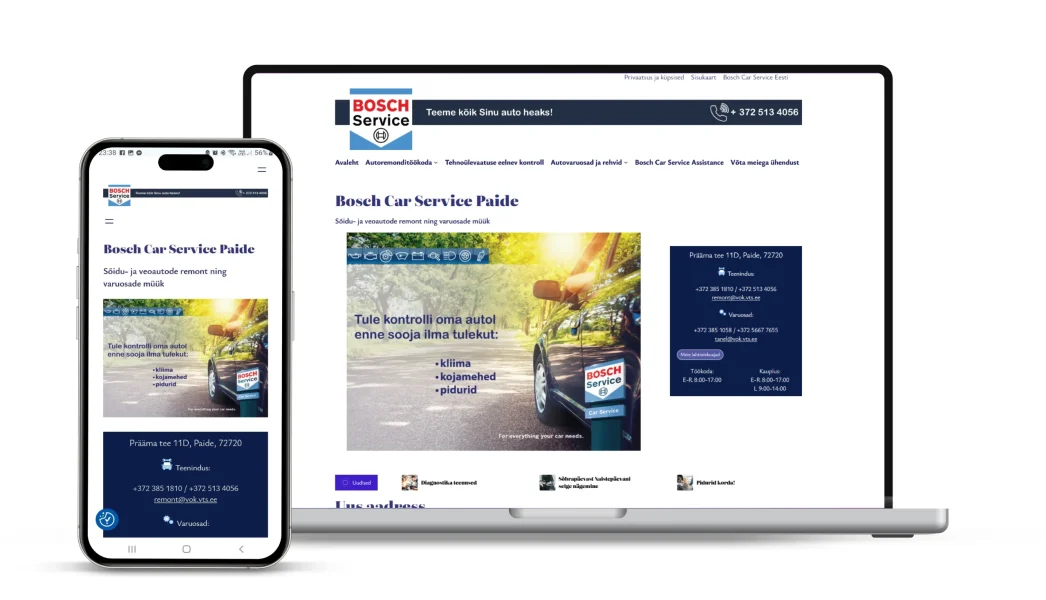 Keerdus Disainistuudio kodulehekülg ja mobiilivaade- - Colosal kodulehekülg, autoremont, hooldus, varuosade müük,